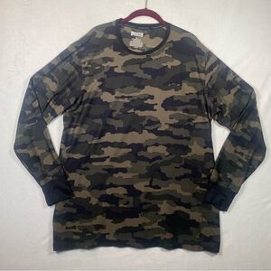 Duluth Trading Company Green Camouflage Go Buck Naked Long Sleeve Shirt Size XL